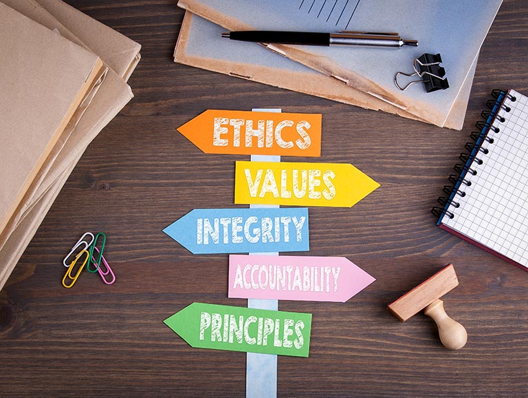 Ethics, values, integrity, accountability, principles